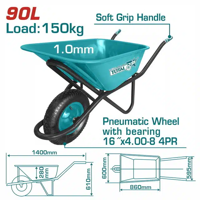 Carrinho de mão para construção/jardim 90 litros - Image 2