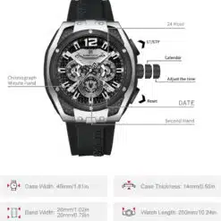 Relógio masculino cronógrafo de quartzo Naviforce NF8063 Black – Resistente à água até 3 ATM (Original) - Image 4