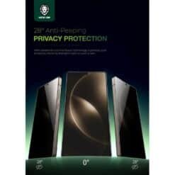 Película de privacidade Green Lion 9H com desbloqueio por impressão digital - S25 Ultra