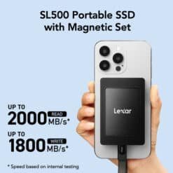 Conjunto magnético para SSD portátil Lexar SL500 de 2 TB com USB-C 3.2 Gen 2x2