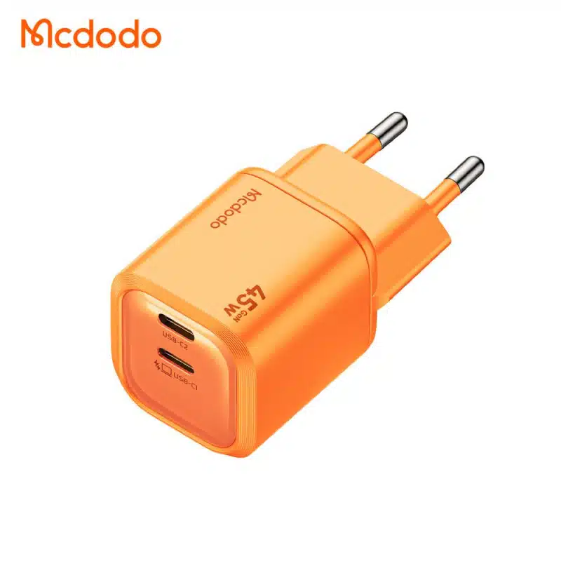 Carregador Rápido Dual USB-C Mcdodo GaN Mini de 45W Laranja Cósmico - Image 5