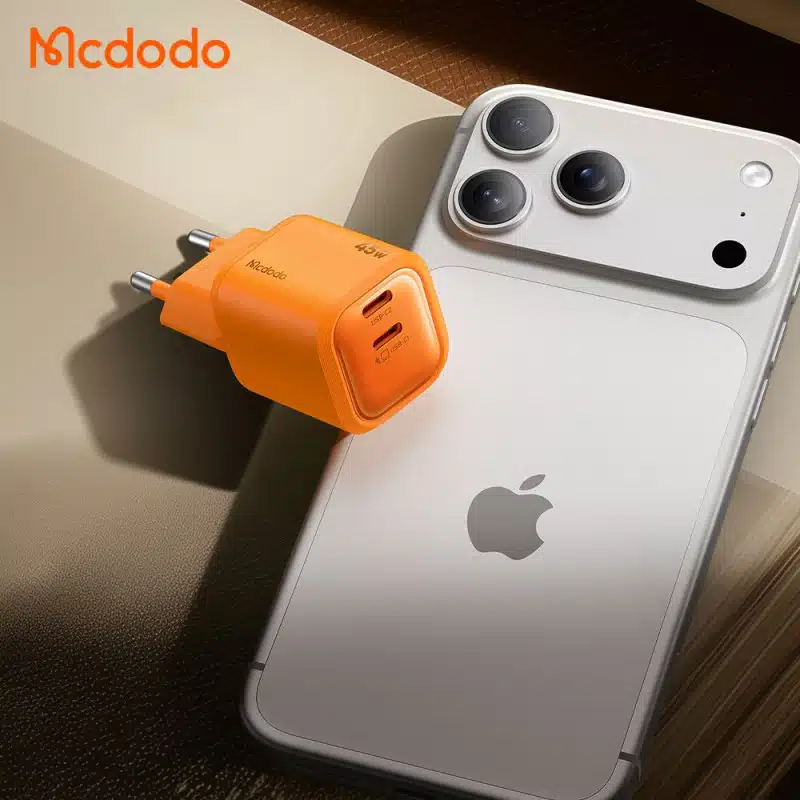 Carregador Rápido Dual USB-C Mcdodo GaN Mini de 45W Laranja Cósmico - Image 6