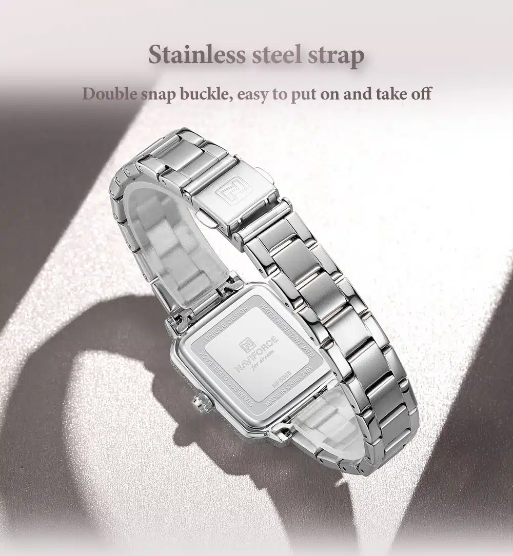 Relógio feminino FullSilver Dames Horloge Naviforce NF5065 estilo luxuoso e exclusivo (Original) - Image 9