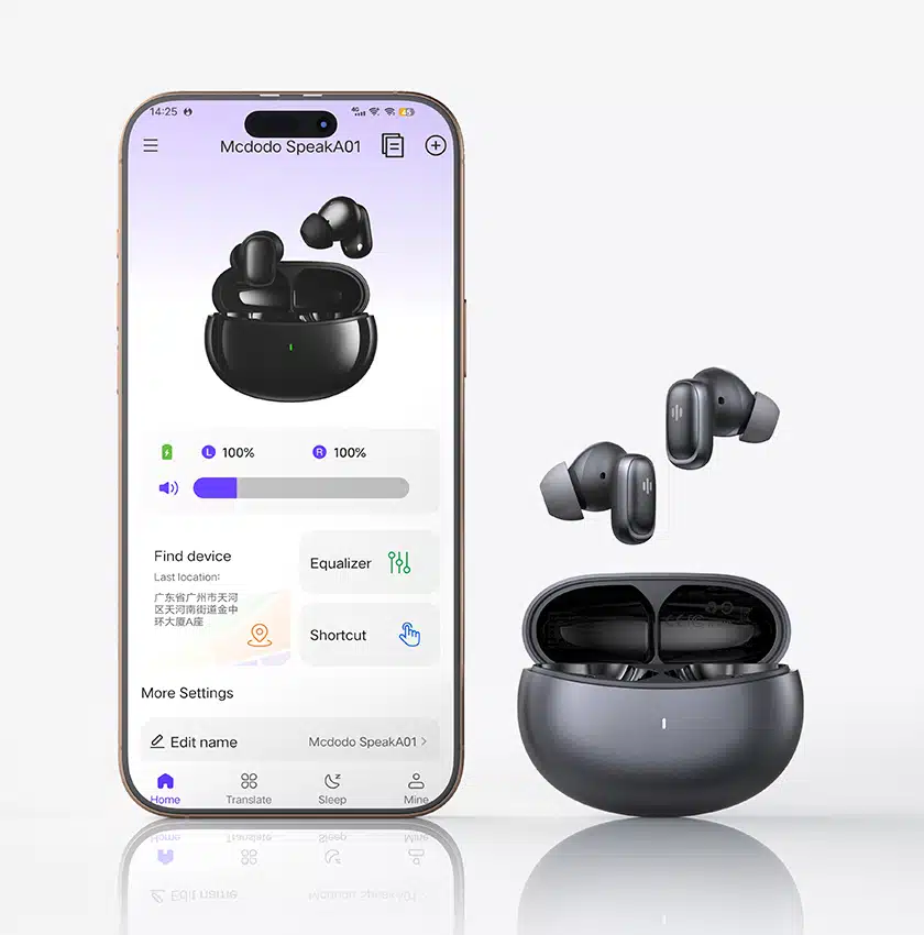 Auriculares Bluetooth Mcdodo Speak A01 com tradutor de IA, cancelamento de ruído ativo (ANC) e (ENC) - Cinza - Image 11