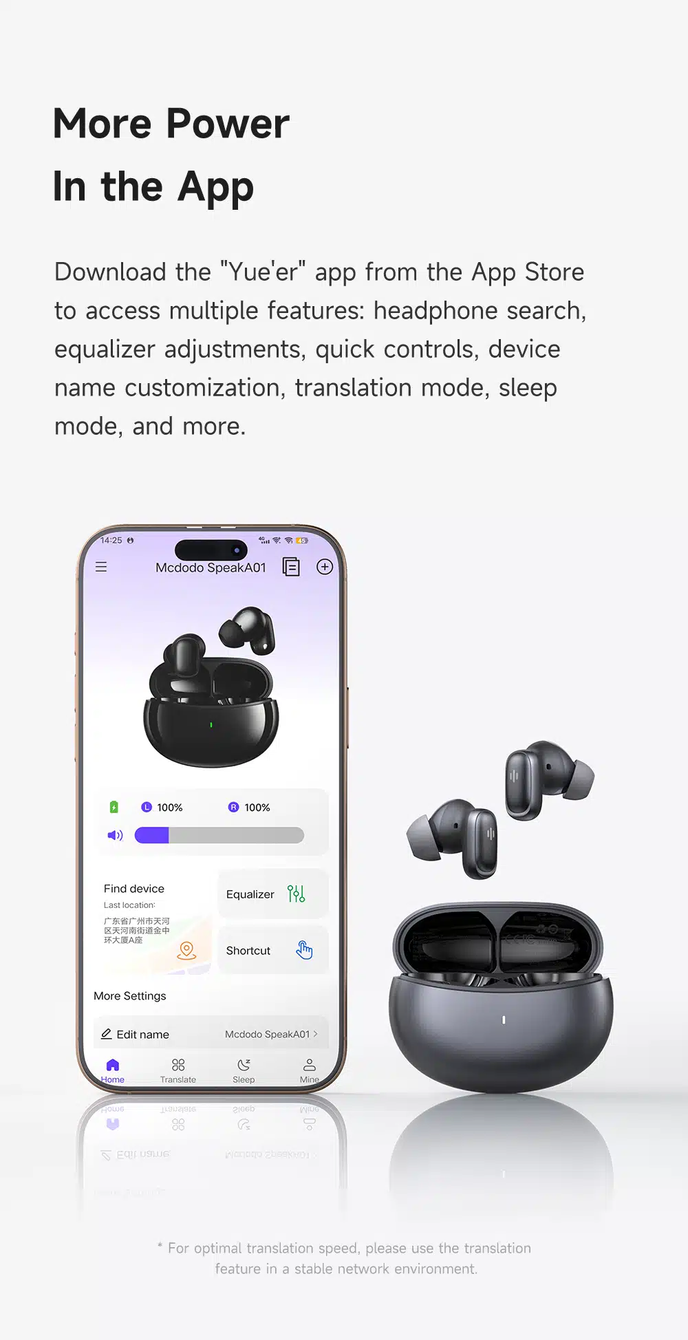 Auriculares Bluetooth Mcdodo Speak A01 com tradutor de IA, cancelamento de ruído ativo (ANC) e (ENC) - Cinza - Image 3