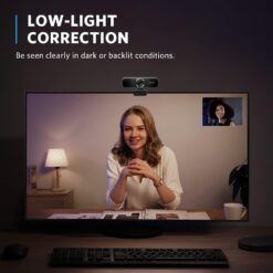 Webcam Anker PowerConf C302 Smart Full HD 2K, USB-C com microfone para PC, cancelamento de ruído, enquadramento e foco automático com IA, campo de visão individual, HDR, 30 FPS, correção de luz para conferências.