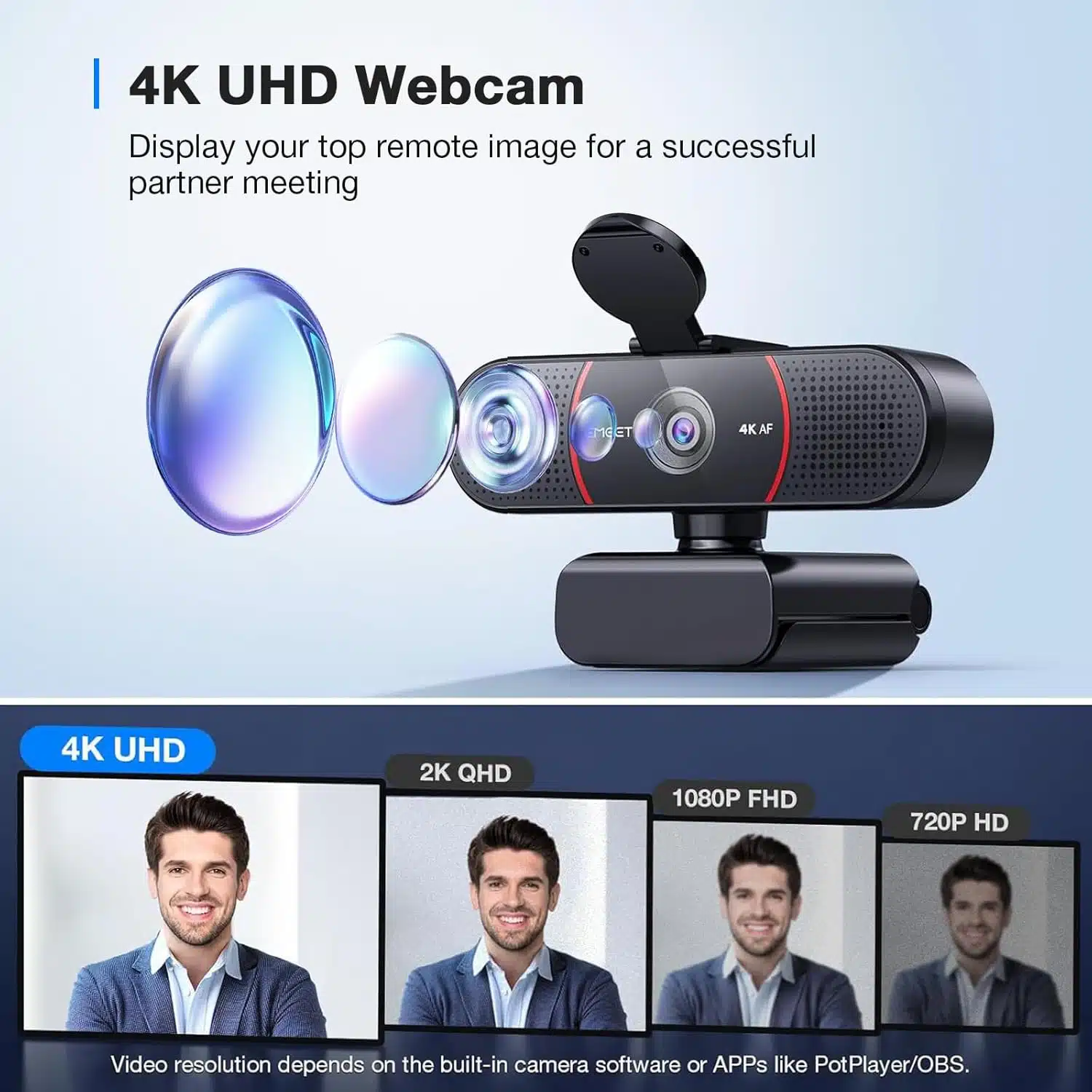 Webcam 4K EMEET C960 para PC com sensor Sony foco automático PDAF | campo de visão de 73° - Image 2