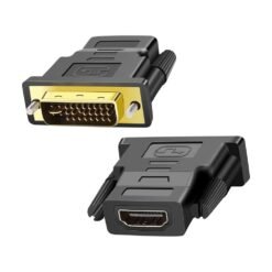 Kit com 2 Conversores Bidirecionais HDMI para DVI - Conector DVI-I (24+5) Macho para HDMI Fêmea 1080P para Monitor, HDTV, TV Box, Projetor, Blu-ray