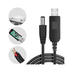 Power Bank para Roteador, Power Bank e Outros Dispositivos Durante Quedas de Energia - Adaptador 5V para 12V Preto