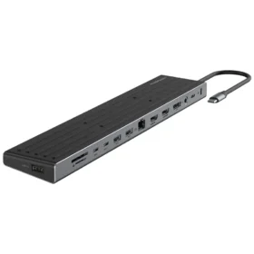 Hub USB-C para múltiplos monitores Powerology Nexis 13 em 1 com suporte para laptop - Preto