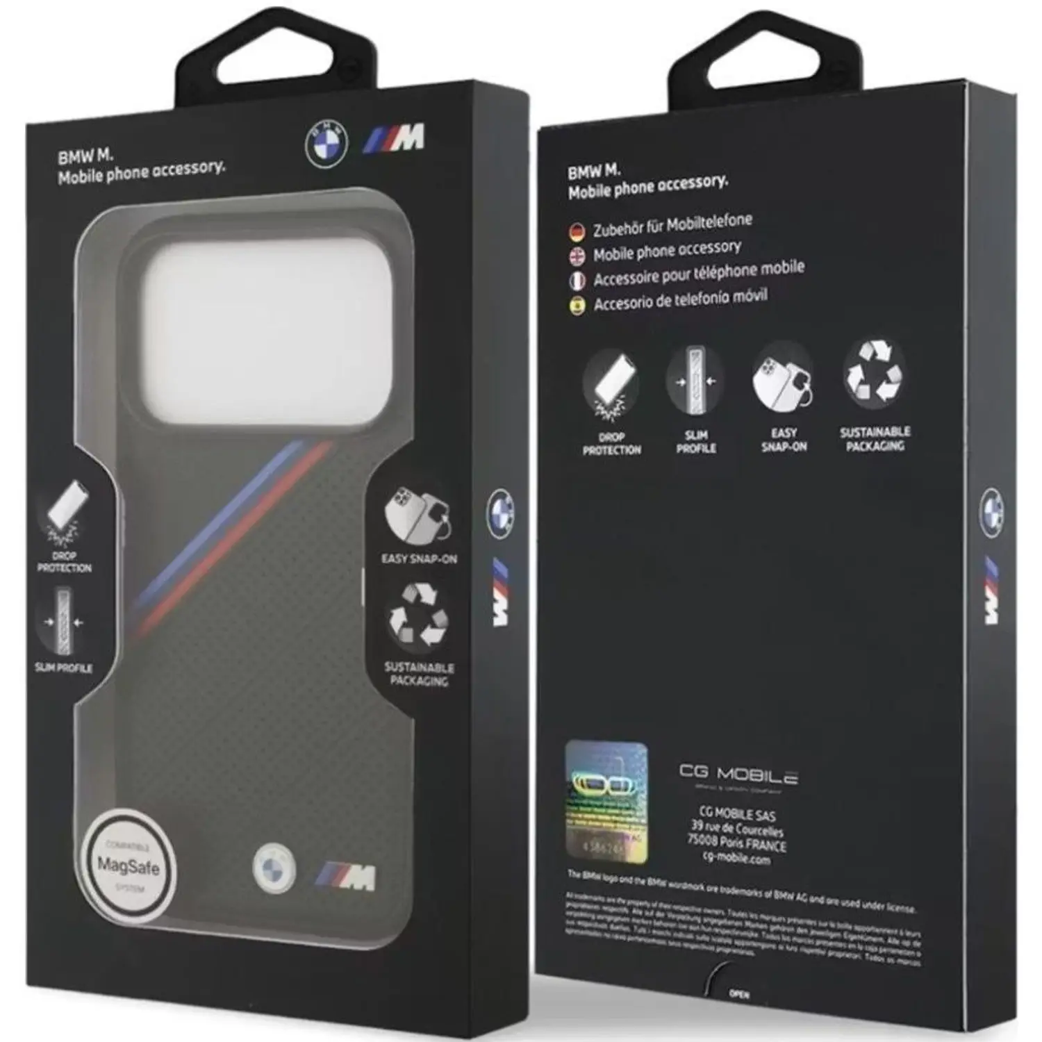 Capa de couro BMW MagSafe preta para iPhone 17 Pro – BMOHMP17L25PCSPEK