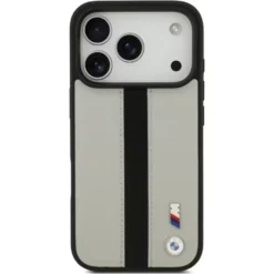 Capa de couro BMW MagSafe cinza/preta para iPhone 17 Pro Max – BMOHMP17X25PCPSGK