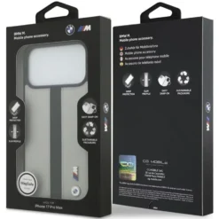 Capa de couro BMW MagSafe cinza/preta para iPhone 17 Pro Max – BMOHMP17X25PCPSGK