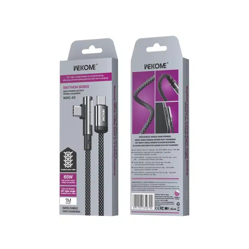 Cabo tipo C para tipo C 65W WDC-43 Wekome Raython Series de ângulo reto para jogos - Image 2