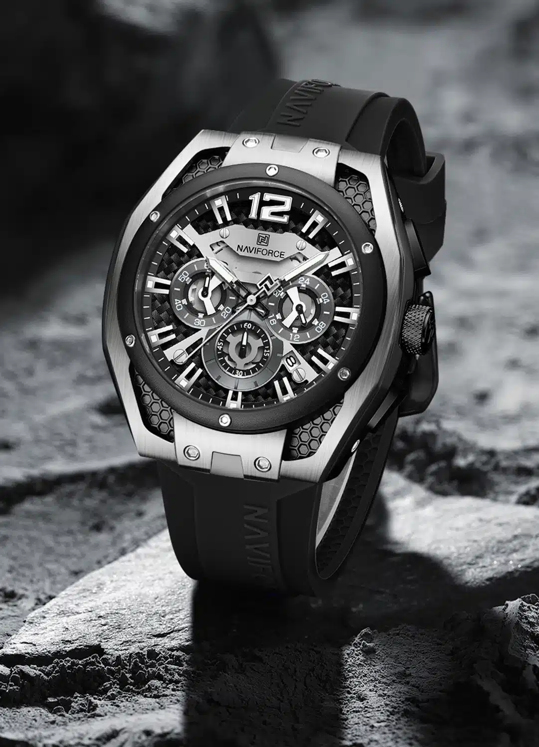 Relógio masculino cronógrafo de quartzo Naviforce NF8063 Black – Resistente à água até 3 ATM (Original) - Image 6
