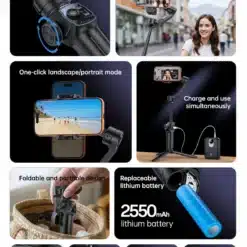 Estabilizador Gimbal de 3 Eixos c/ Rastreamento de IA Bastão de Selfie e Tripé SF32 - Image 6
