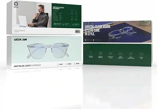 Óculos Green Lion Anti Luz Azul, Óculos com Bloqueio de Luz Azul, Óculos para Computador Unissex, Antifadiga e Antirreflexo; Óculos para Jogos Antirreflexo, para Telas, Jogos, TV, Celulares