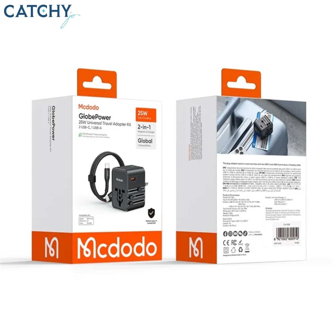 Adaptador universal de viagem com Cabo Tipo C para Tipo C Mcdodo CP-3260 25W - Image 4