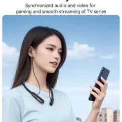 Fone de ouvido Bluetooth YSP21 BT5.3 com cancelamento de ruído em chamadas, conchas auriculares magnéticas, botões grandes e design com alça de pescoço.