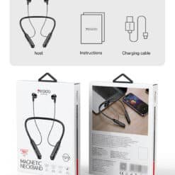 Fone de ouvido Bluetooth YSP21 BT5.3 com cancelamento de ruído em chamadas, conchas auriculares magnéticas, botões grandes e design com alça de pescoço.