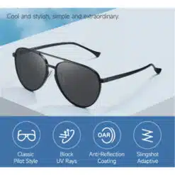Óculos de sol Mi TS Luke Moss MSG02GL pretos, modelo masculino/feminino.