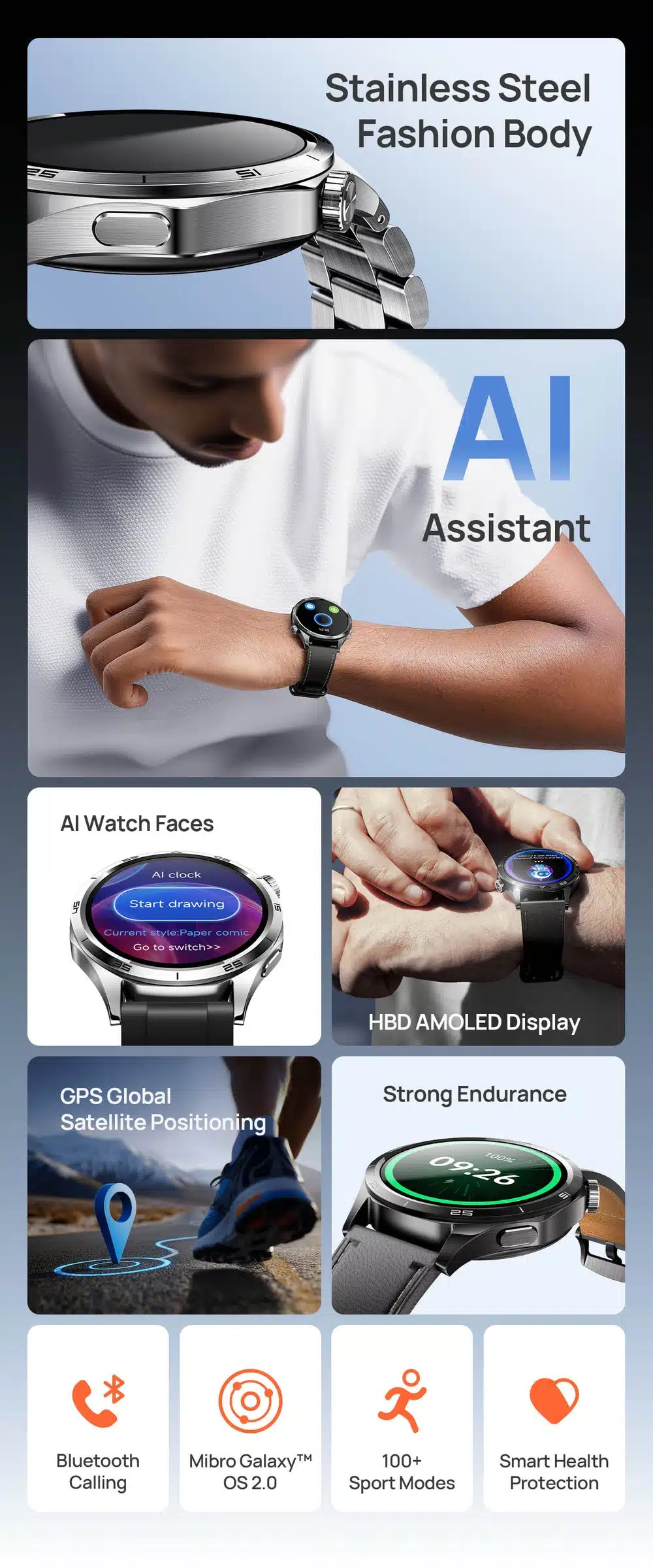 Smartwatch Mibro Watch GT GPS Integrado - Preto - Image 11