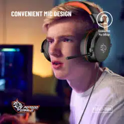 Headset Porodo Gaming 7.1 Surround com almofadas auriculares macias e respiráveis Mic com cancelamento de ruído - Imagem 3