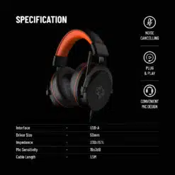 Alternative view of Headset Porodo Gaming 7.1 Surround com almofadas auriculares macias e respiráveis Mic com cancelamento de ruído