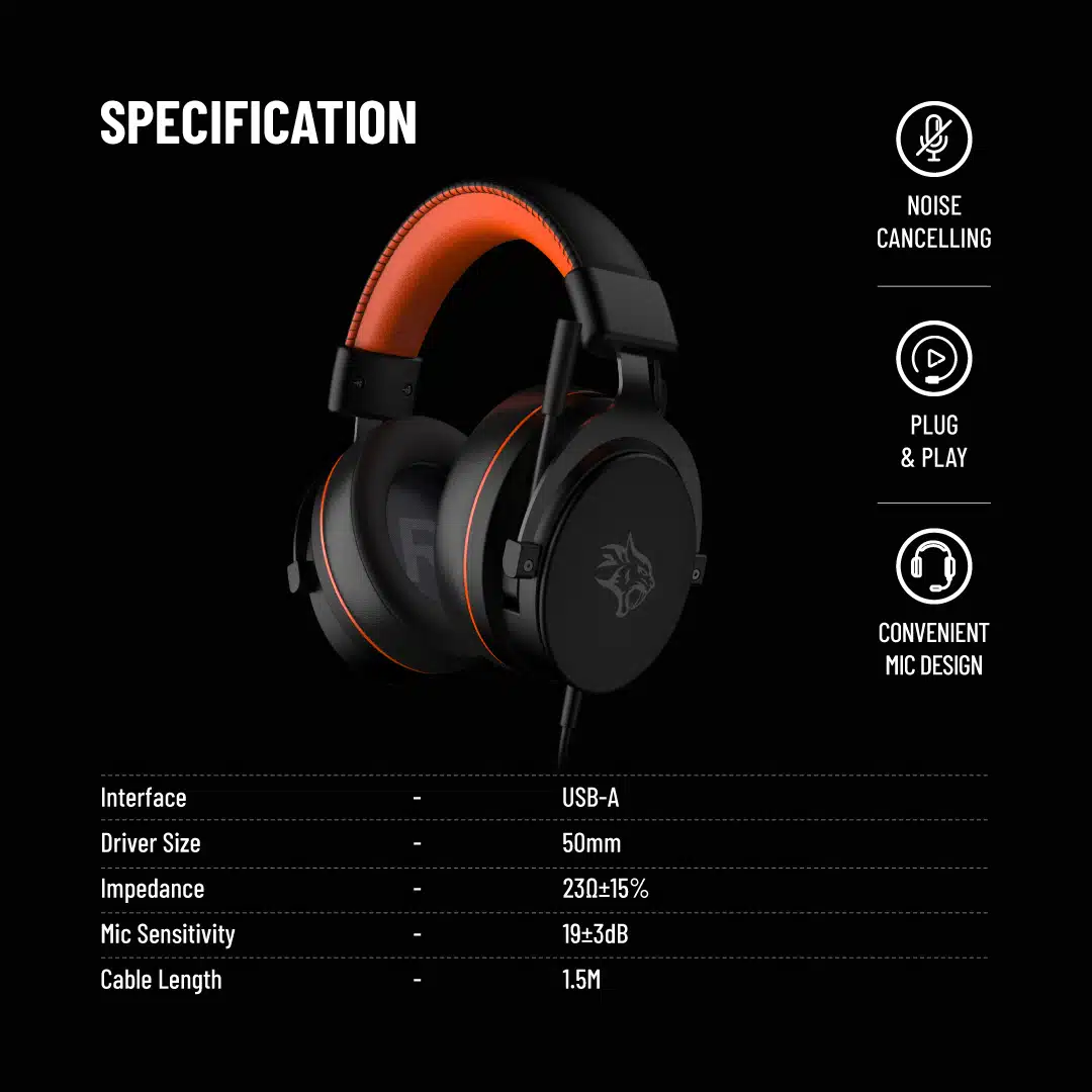 Headset Porodo Gaming 7.1 Surround com almofadas auriculares macias e respiráveis Mic com cancelamento de ruído - Imagem 2