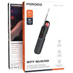 Detector de sinal e câmera sem fio Porodo Spy Guard - Preto