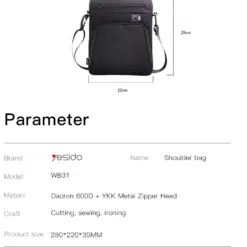 Alternative view of Bolsa transversal em poliéster repelente à água, ideal para viagens e armazenamento de artigos esportivos - YESIDO