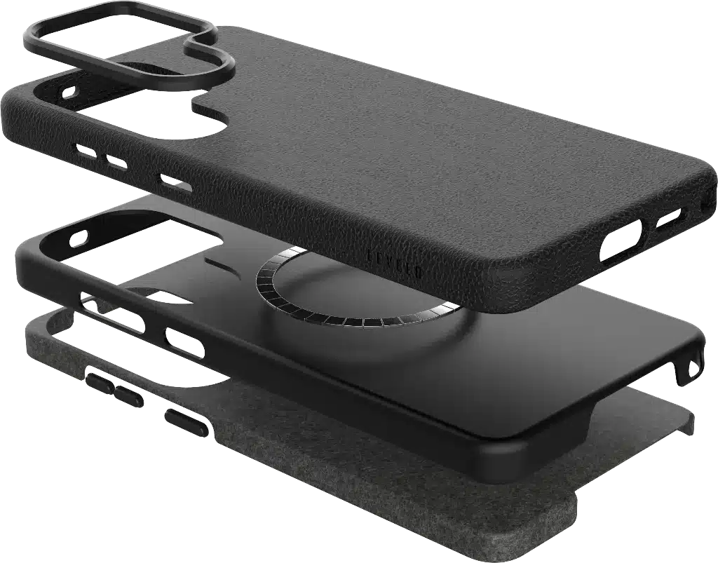 Capa Magsafe Levelo Peru em couro integral para S26 Ultra - Preta - Image 6