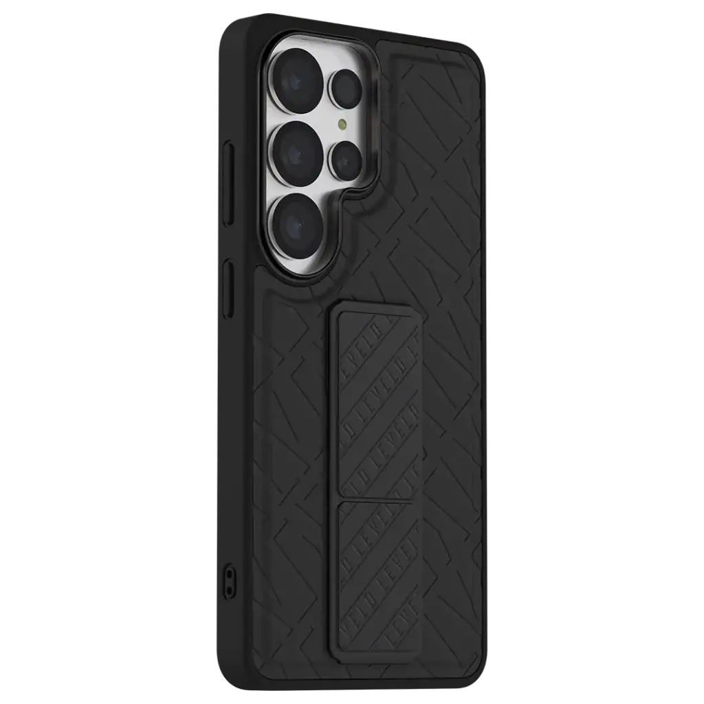 Capa com suporte Levelo Morphix Cuero Grip para S26 Ultra - Preta angola