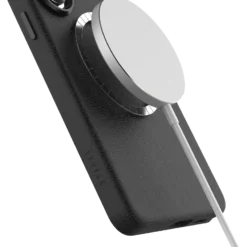 Capa Magsafe Levelo Peru em couro integral para S26 Ultra - Preta - Image 5