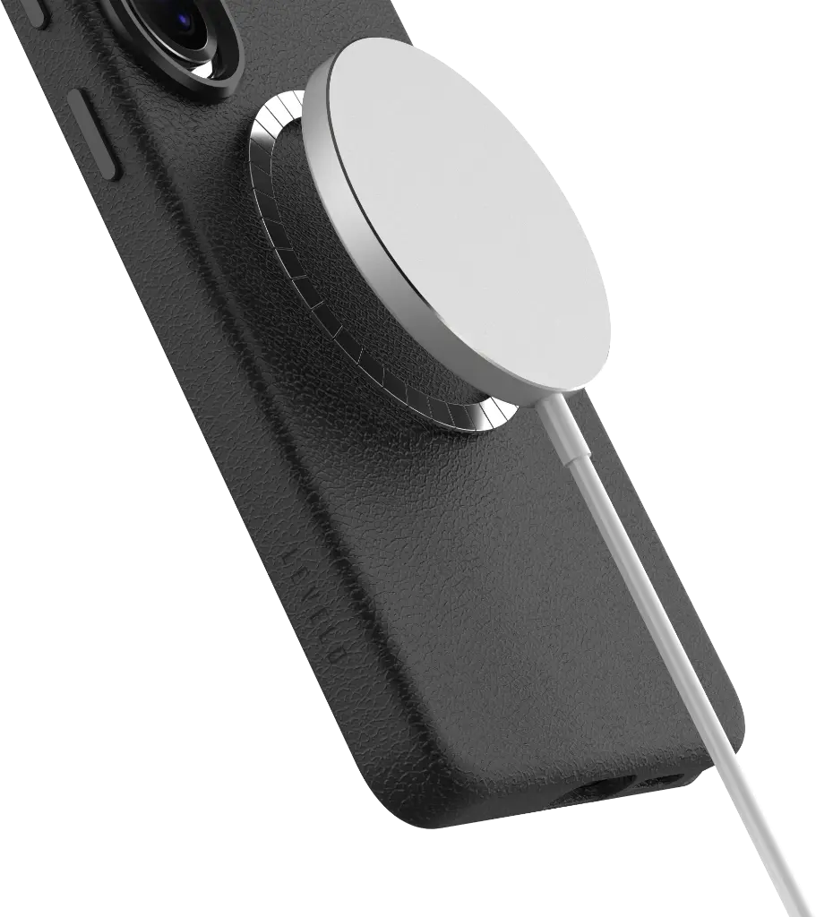 Capa Magsafe Levelo Peru em couro integral para S26 Ultra - Preta - Image 5