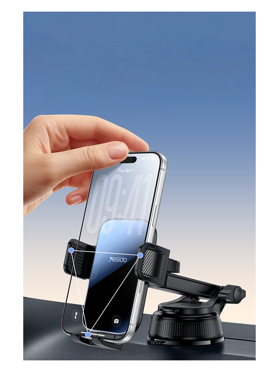 Suporte para Telefone com Ventosa de Vidro Ajustável em Altura e Rotação de 360 Graus, Anti-choque - Image 5