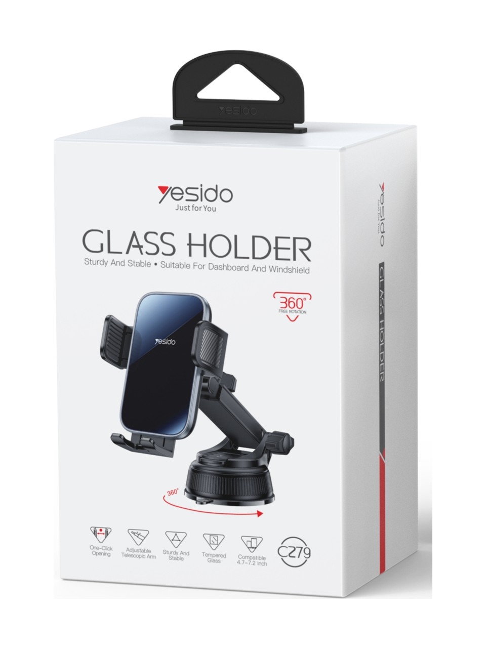 Suporte para Telefone com Ventosa de Vidro Ajustável em Altura e Rotação de 360 Graus, Anti-choque - Image 6
