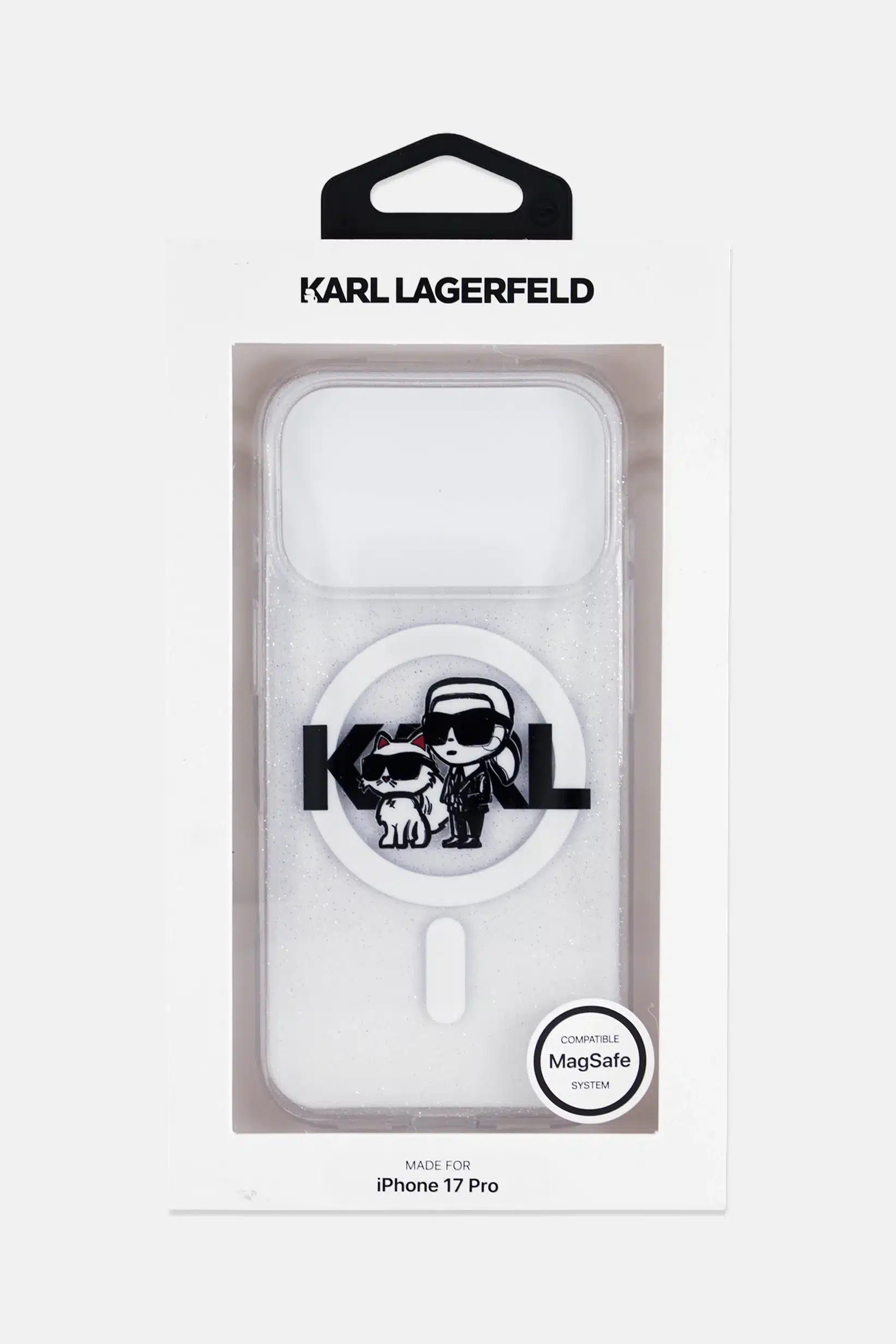 Capa Karl Lagerfeld transparente para iPhone 17 Pro MagSafe IML com glitter e cabeças de Karl e Choupette - Image 2