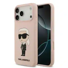 Capa de silicone líquido Karl Lagerfeld com logotipo NFT Ikonik para iPhone 17 Pro Max