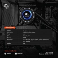 Mini tela de informações inteligente Porodo Gaming de 2,1