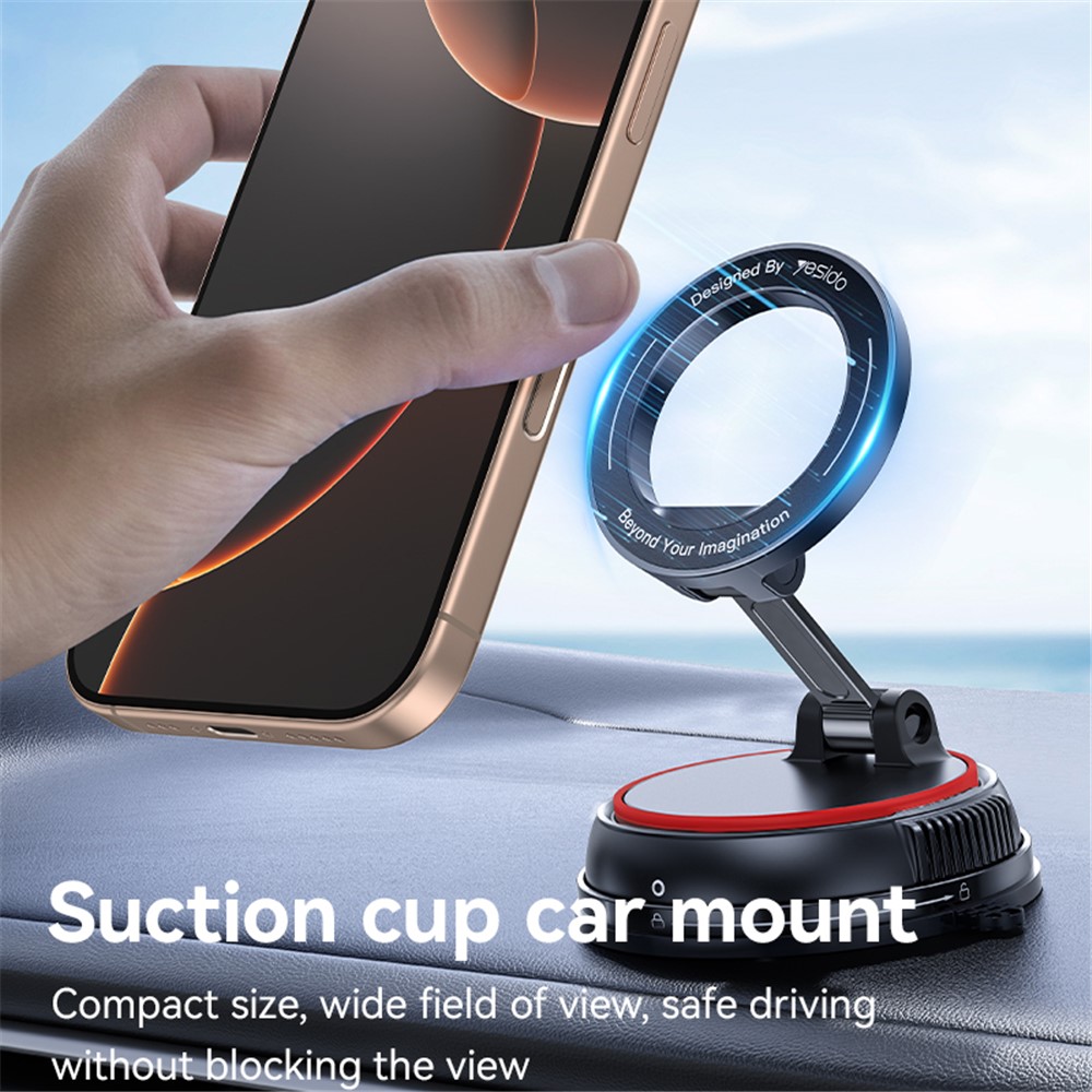 Suporte para celular veicular com ventosa, rotação de 360° e dobrável, em liga de zinco - Image 2
