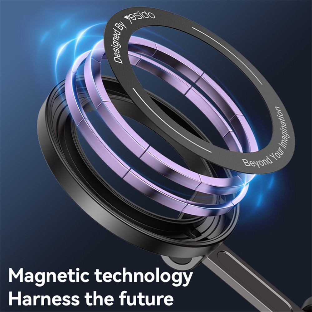 YESIDO C219 Compitable with MagSafe Car Phone Mount Stand Dual-Axis Folding 360 Degree Rotating Magnetic Suction Cup Holder