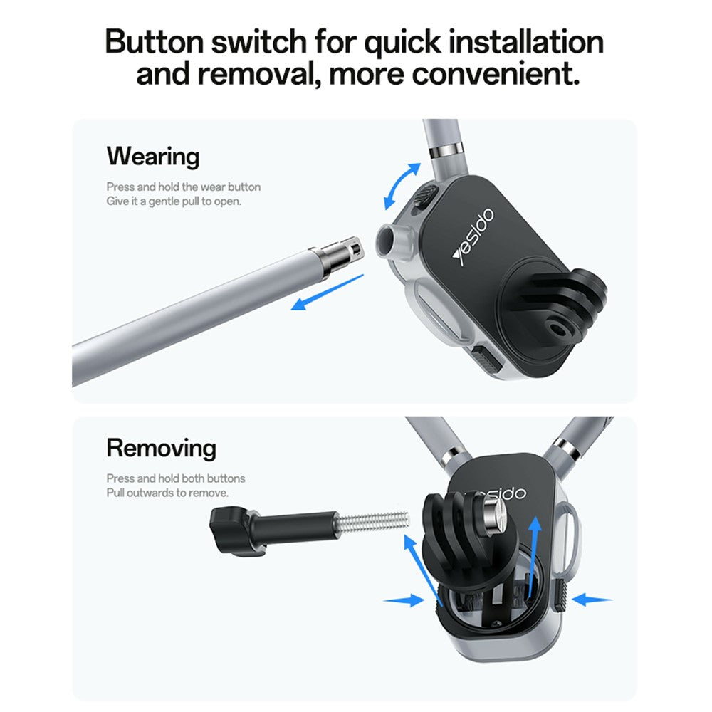 Suporte multifuncional para Telemóvel Yesido para pescoço com alça traseira (cinza) - Image 13