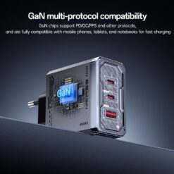 YESIDO YC101 65W GaN Charger USB A + 2 USB C Transparent Mech Fast Charging Adapter