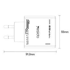 YESIDO YC101 65W GaN Charger USB A + 2 USB C Transparent Mech Fast Charging Adapter
