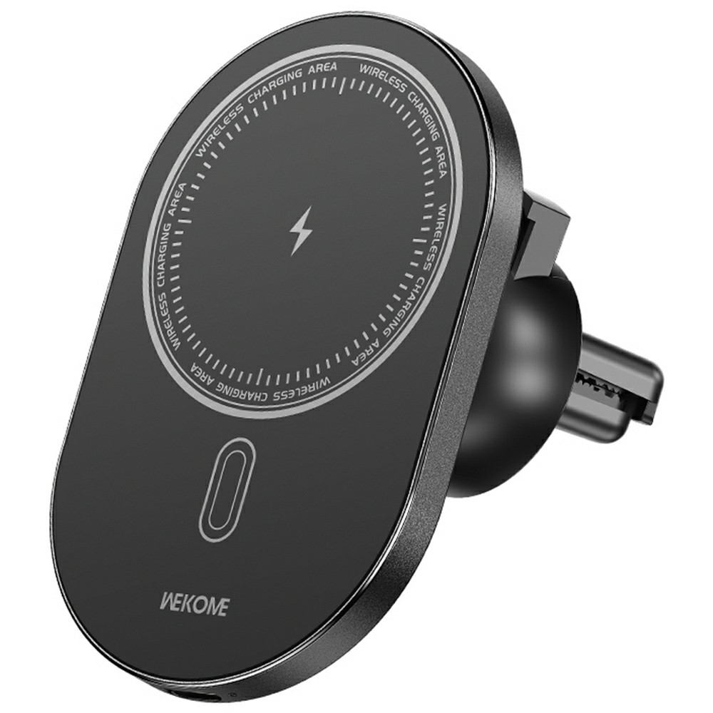 Carregador sem fio WEKOME WP-U207 com suporte magnético para carro, carregamento rápido de 15 W, rotação de 360 graus e encaixe na saída de ar - Preto