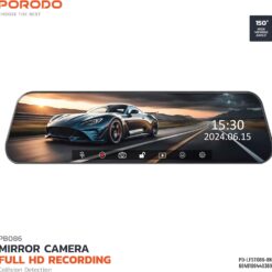 Câmera Auto com espelho retrovisor Full HD, temperatura de operação de -20°C a 70°C 1920 x 1080P, alto-falante, ângulo de visão de 150° - Preta - Image 4