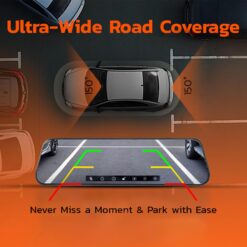 Câmera Auto com espelho retrovisor Full HD, temperatura de operação de -20°C a 70°C 1920 x 1080P, alto-falante, ângulo de visão de 150° - Preta - Image 6