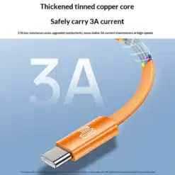 Cabo plano trançado de 60 W, tipo C para tipo C, para carregamento rápido e transferência de dados - Laranja - Image 6