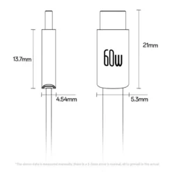Cabo plano trançado de 60 W, tipo C para tipo C, para carregamento rápido e transferência de dados - Laranja - Image 9